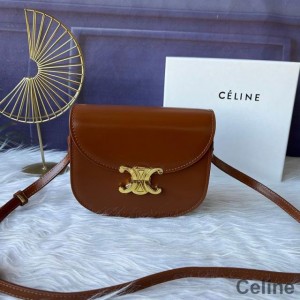 Celine Besace Crossbody Bag in Shiny Calfskin Brown