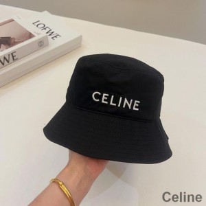Celine Embroidery Bucket Hat in Cotton with Triomphe Black