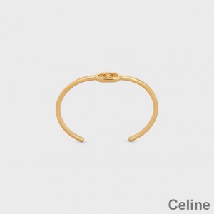 Celine Maillon Triomphe Thin Cuff Bracelet in Brass with Gold Finish Gold
