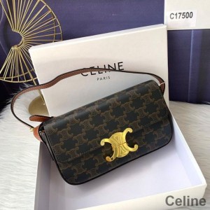 Celine Shoulder Bag in Triomphe Canvas Black