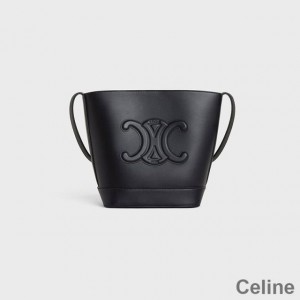 Celine Small Bucket Bag in Smooth Calfskin with Cuir Triomphe Black