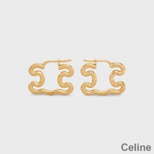 Celine Triomphe Frame Large Earrings in Brass Gold