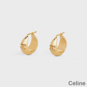 Celine Triomphe Large Earrings in Brass with Gold Finish Gold