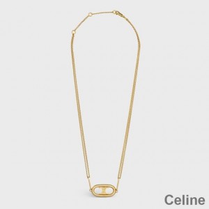Celine Triomphe Necklace in Gold Brass Gold