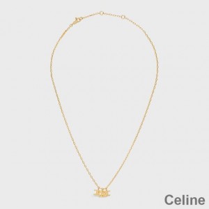 Celine Triomphe Trio Necklace in Brass with Gold Finish Gold