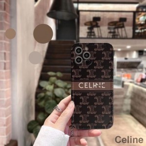 Celine Triomphe iPhone Case in Monogram Silicon with Signature Print Black