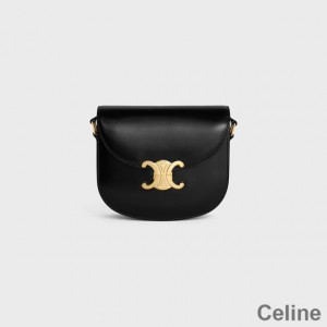 Celine Besace Crossbody Bag in Shiny Calfskin Black