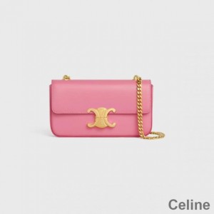 Celine Chain Shoulder Bag in Shiny Calfskin Pink