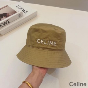 Celine Embroidery Bucket Hat in Cotton with Triomphe Khaki