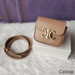 Celine Mini Crossbody Bag in Shiny Calfskin Apricot