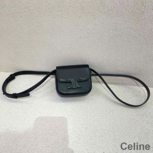Celine Mini Crossbody Bag in Shiny Calfskin Black