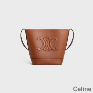 Celine Small Bucket Bag in Smooth Calfskin with Cuir Triomphe Brown