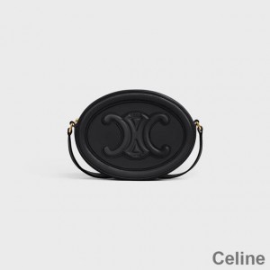 Celine Small Oval Bag in Smooth Calfskin with Cuir Triomphe Black