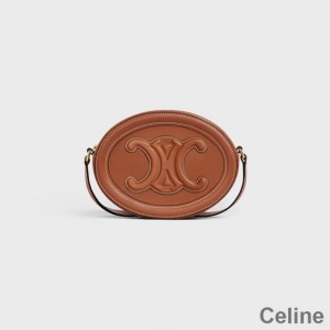 Celine Small Oval Bag in Smooth Calfskin with Cuir Triomphe Brown