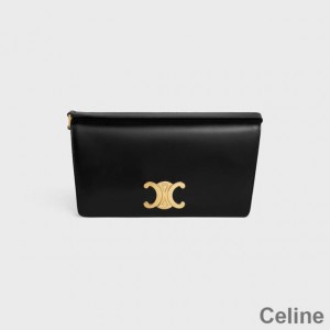 Celine Trapeze Shoulder Bag in Shiny Calfskin Black