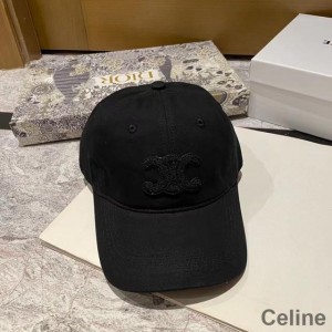 Celine Triomphe Baseball Cap in Cotton Black