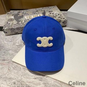 Celine Triomphe Baseball Cap in Cotton Blue/White